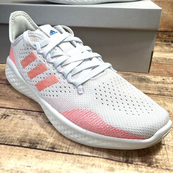 Adidas Women's M Fluidflow 2.0 Running Shoes White Pink Turbo NEW Sz 8.5 - Picture 2 of 11